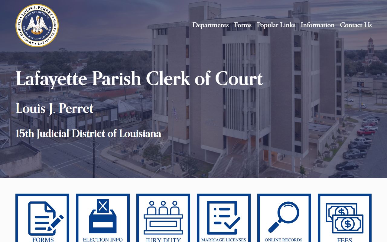 Lafayette Parish Clerk of Court website for criminal court records