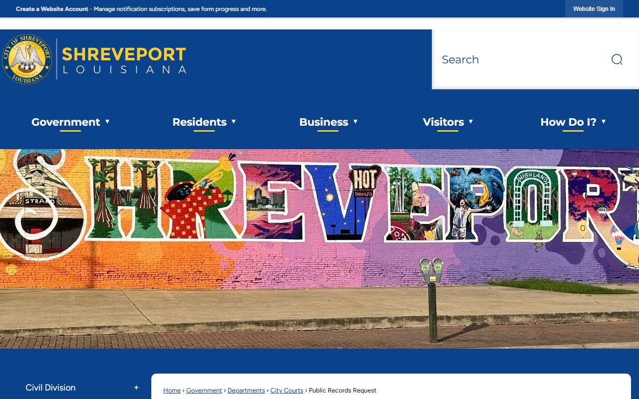 Shreveport public records request portal