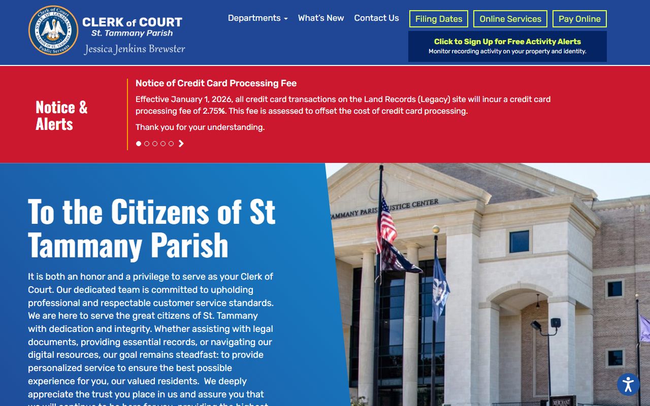 St. Tammany Parish Clerk website for Slidell criminal records search
