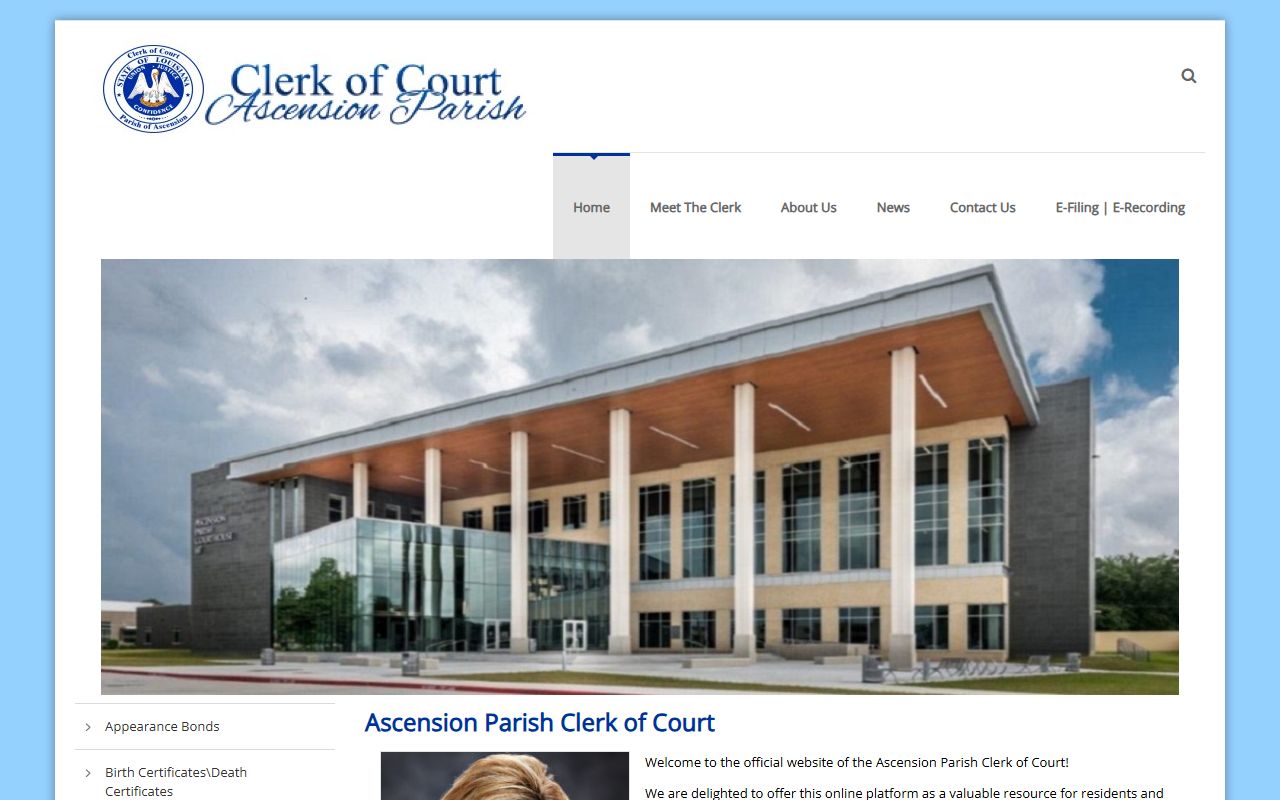 Ascension Parish Clerk of Court for criminal court records