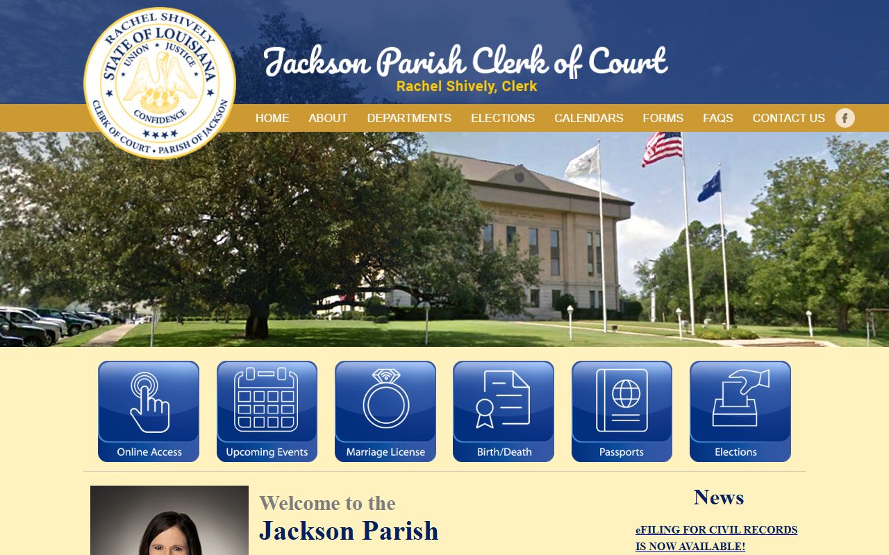 Jackson Parish Clerk of Court website for criminal court records
