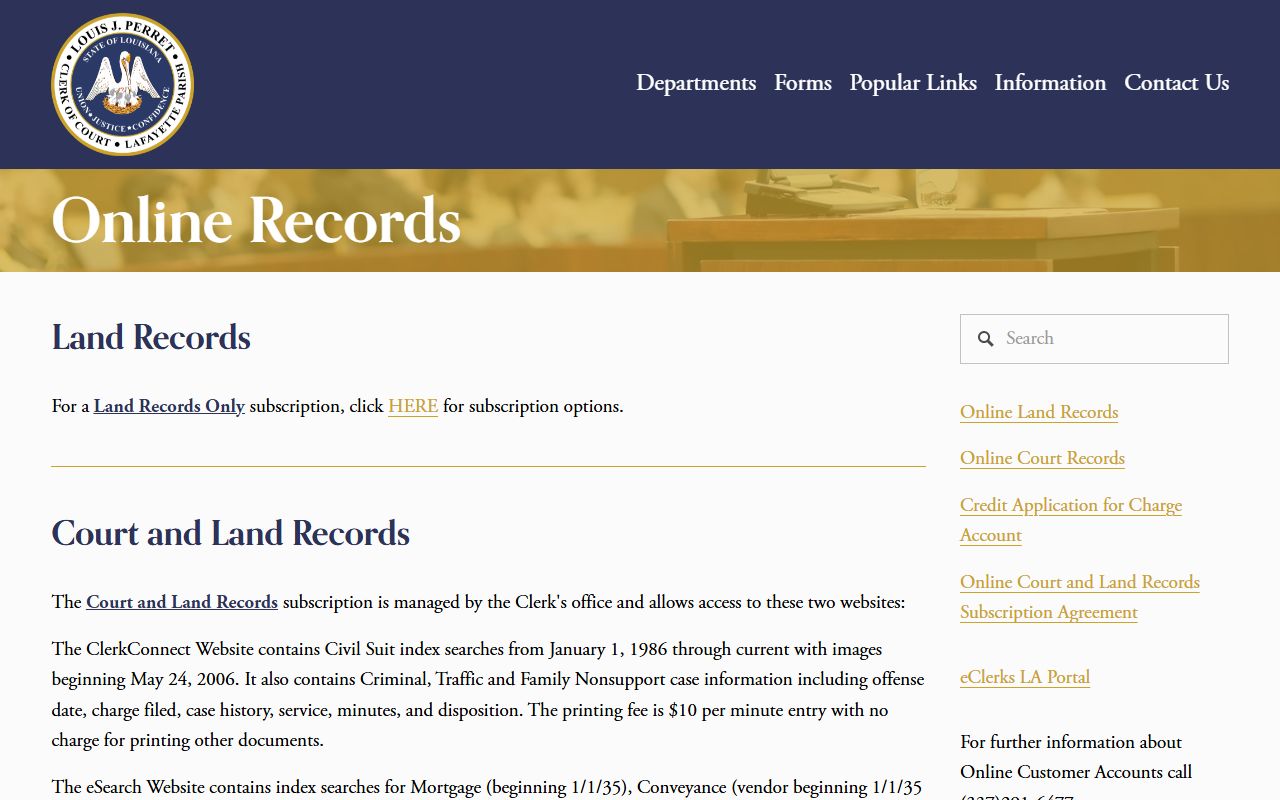 lafayette parish criminal court records online records portal