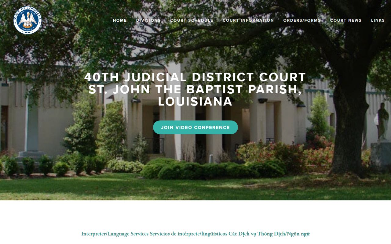 40th Judicial District Court website for St. John the Baptist Parish criminal court records