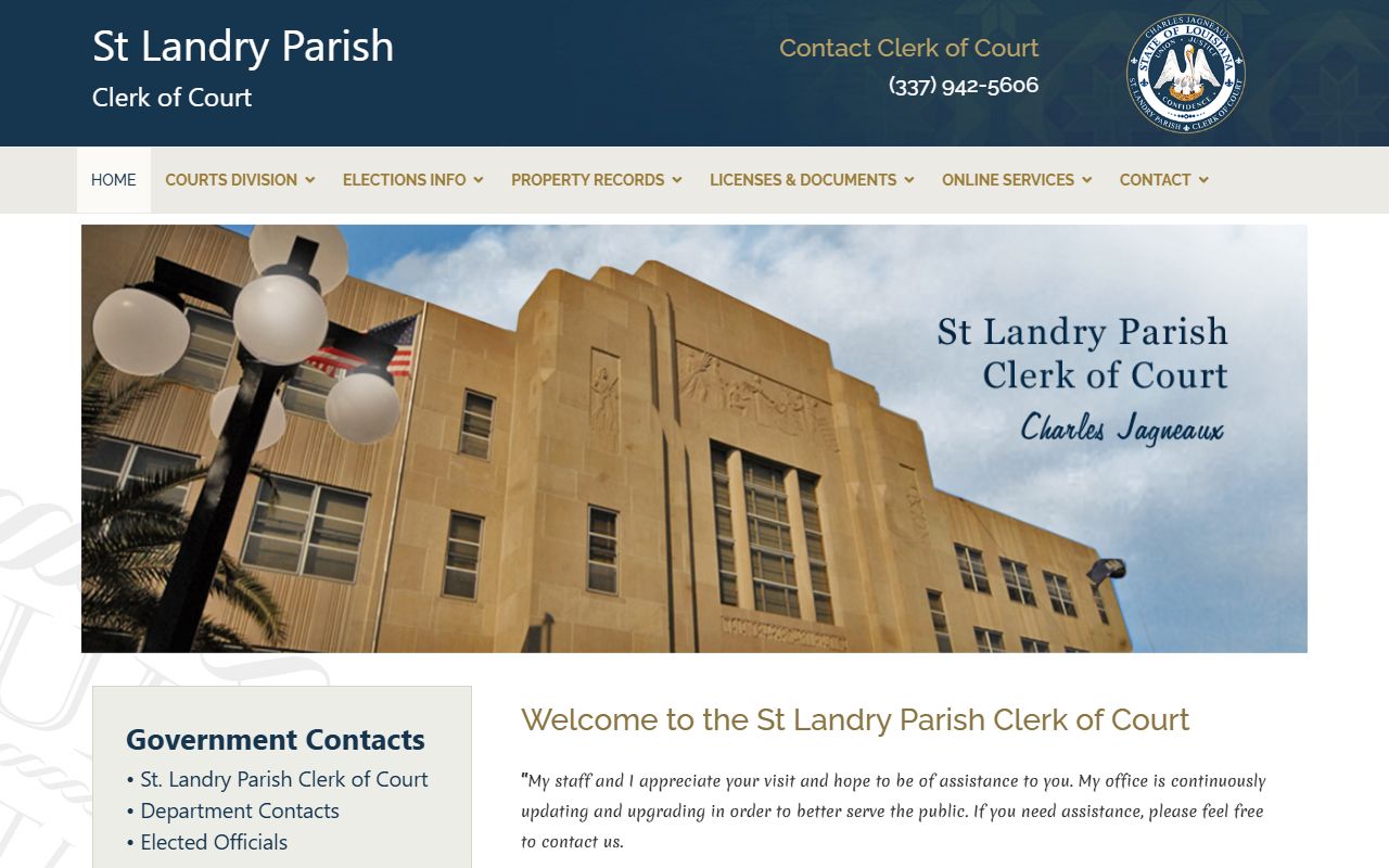St. Landry Parish Clerk of Court website for criminal court records