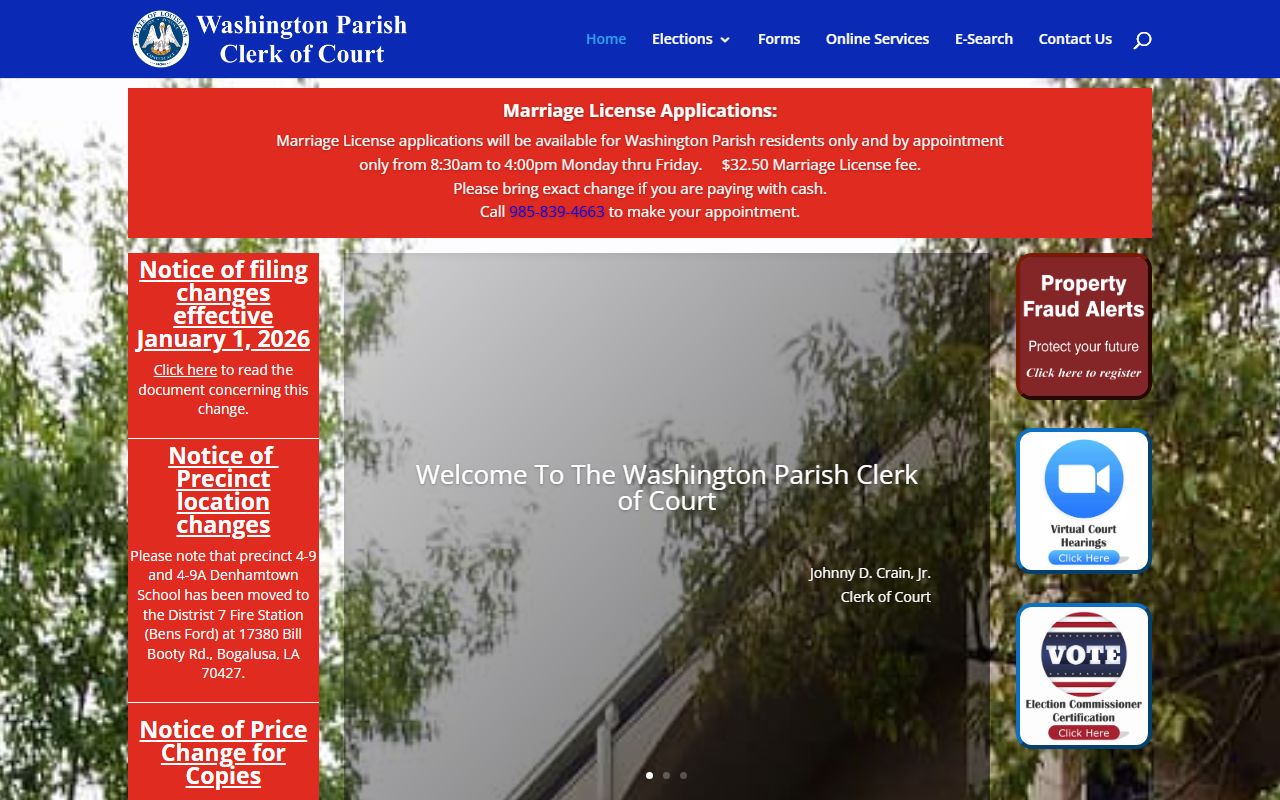 Washington Parish Clerk of Court website