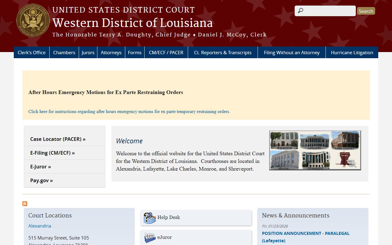 Western District of Louisiana federal court for criminal court records